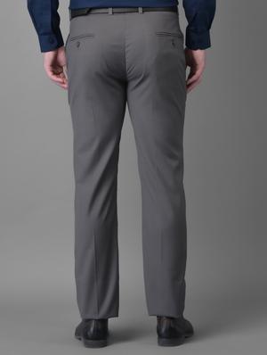 grey solid formal trouser - 18477376 - Standard Image - 4