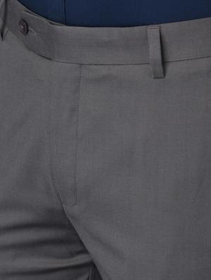 grey solid formal trouser - 18477376 - Standard Image - 6