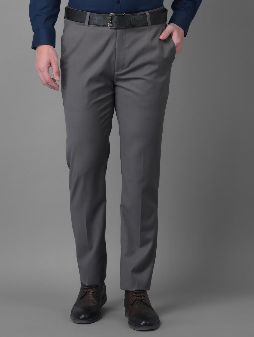 grey solid formal trouser - 18477376 - Zoom Image - 1