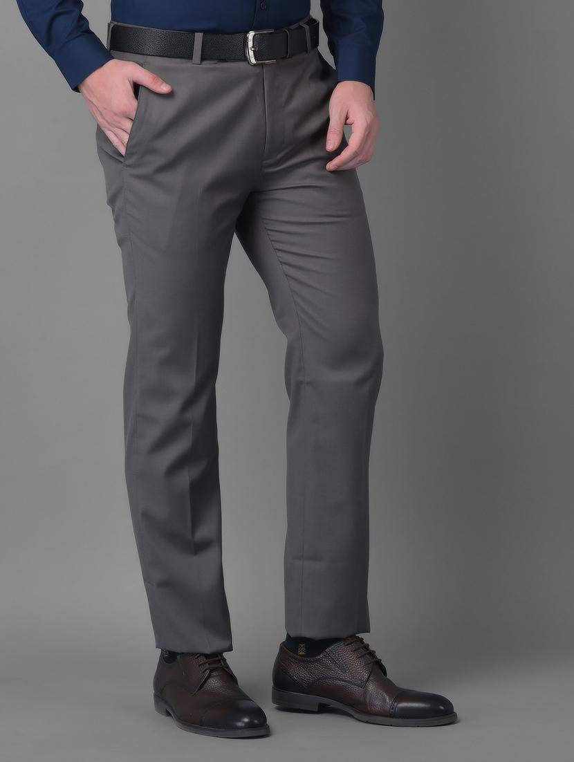 grey solid formal trouser - 18477376 - Zoom Image - 3