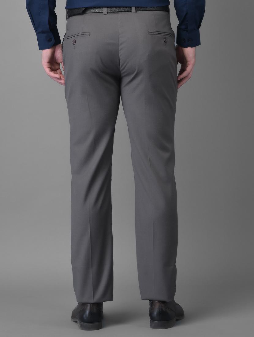 grey solid formal trouser - 18477376 - Zoom Image - 4