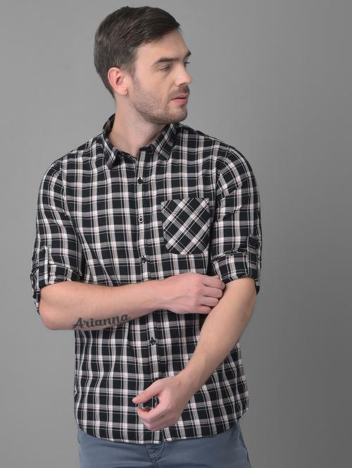 black checkered casual shirt - 18477389 - Standard Image - 1
