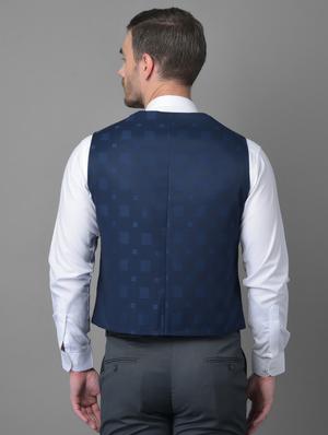 navy blue printed waist coat - 18477397 - Standard Image - 3