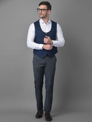 navy blue printed waist coat - 18477397 - Standard Image - 4