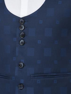 navy blue printed waist coat - 18477397 - Standard Image - 5