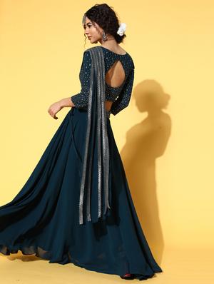 zari dori sequence work lehenga choli with attached dupatta - 18477659 - Standard Image - 3