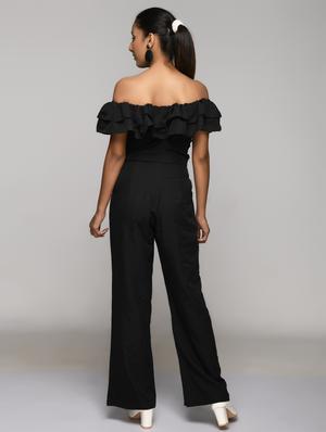frill embellished solid full length jumpsuit - 18478391 - Standard Image - 3