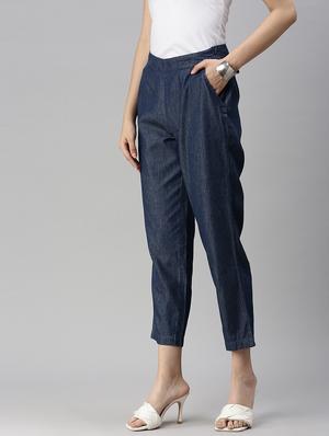 mid rise solid chinos trouser - 18479099 - Standard Image - 2