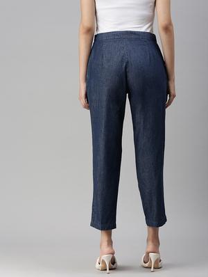 mid rise solid chinos trouser - 18479099 - Standard Image - 3