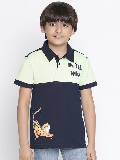 boys navy blue color block t-shirt - 18479420 - Standard Image - 1