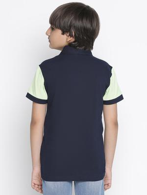 boys navy blue color block t-shirt - 18479420 - Standard Image - 3