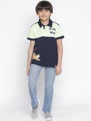 boys navy blue color block t-shirt - 18479420 - Standard Image - 4