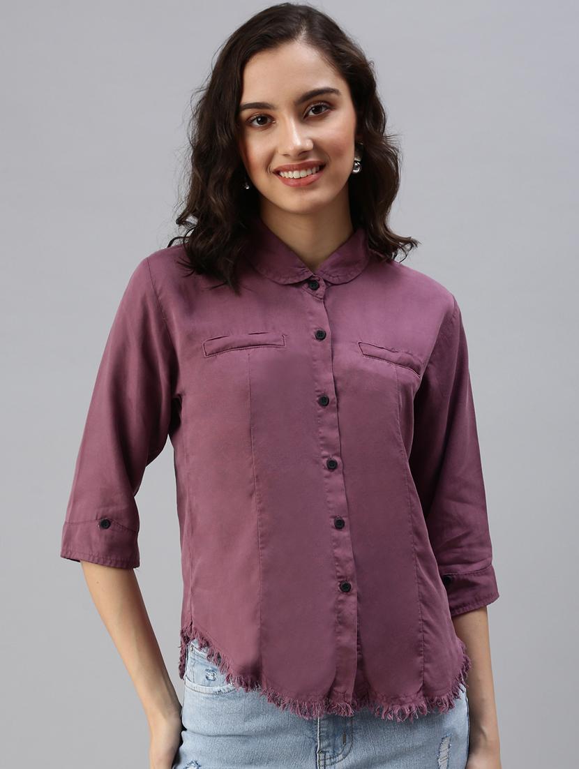 peterpan collar solid shirt - 18479527 - Zoom Image - 1