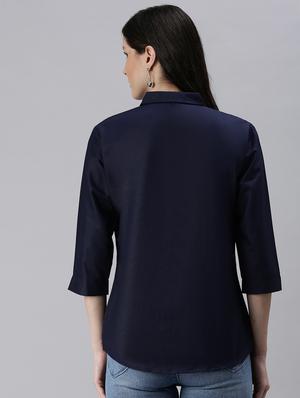 navy blue solid regular shirt - 18479530 - Standard Image - 3