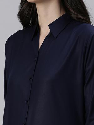 navy blue solid regular shirt - 18479530 - Standard Image - 5