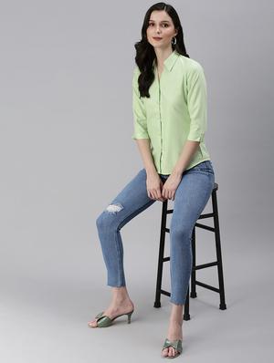 sea green solid regular shirt - 18479533 - Standard Image - 5