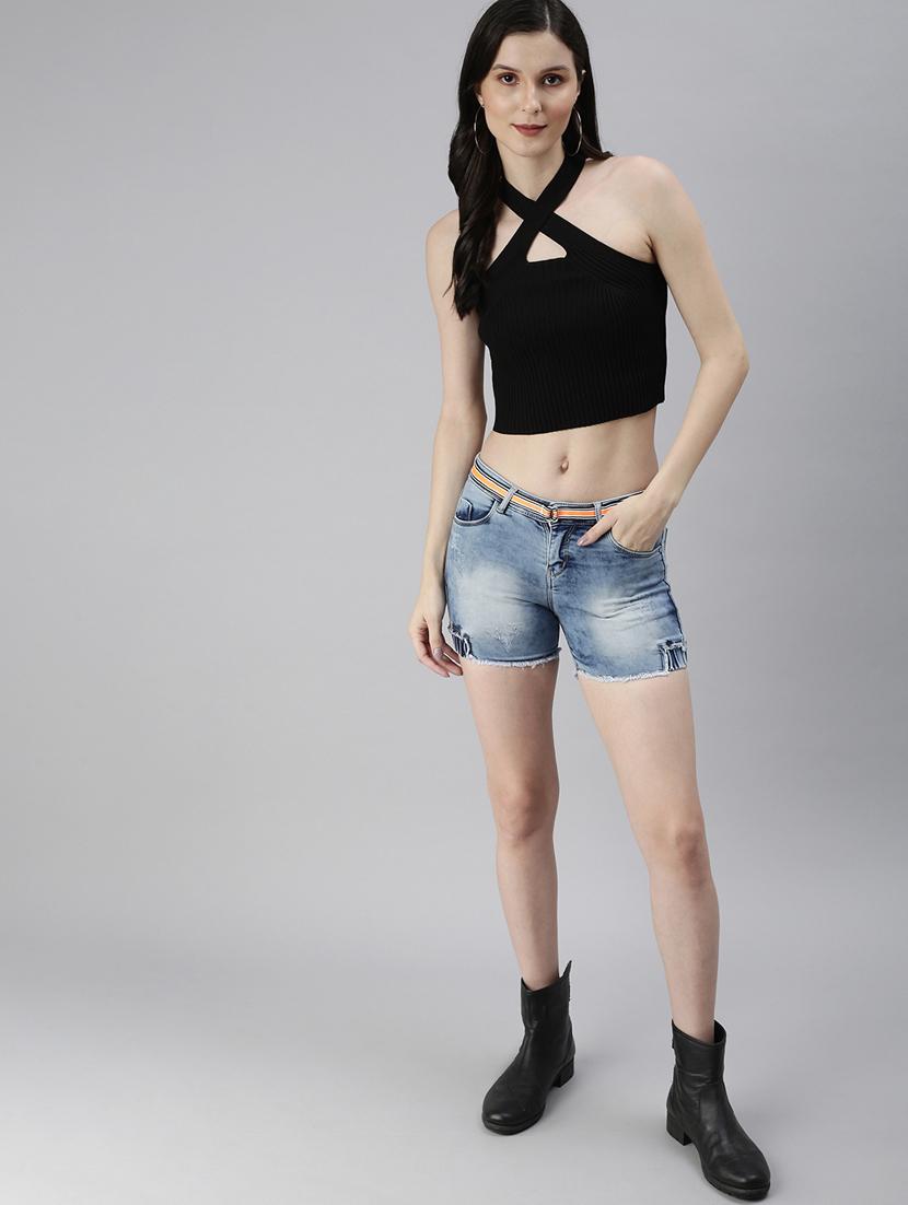 low rise washed shorts - 18479537 - Zoom Image - 4