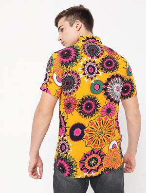 yellow printed casual shirt - 18479650 - Standard Image - 3