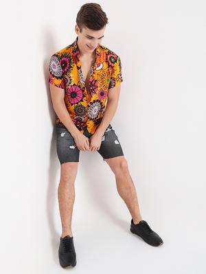 yellow printed casual shirt - 18479650 - Standard Image - 4