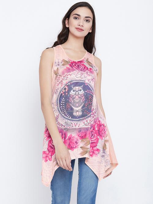 sleeveless printed asymmetric top - 18479884 - Standard Image - 1
