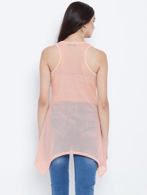 sleeveless printed asymmetric top - 18479884 - Standard Image - 3