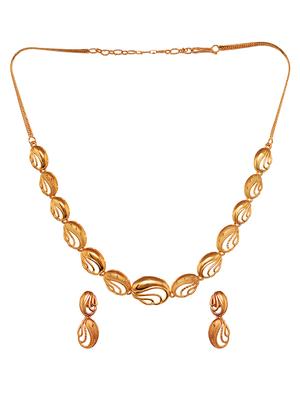 gold plated ad studded oval shaped handcrafted necklace set - 18480166 - Standard Image - 2