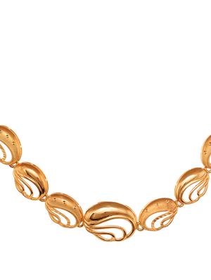 gold plated ad studded oval shaped handcrafted necklace set - 18480166 - Standard Image - 3