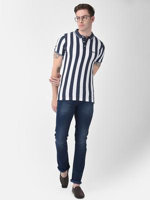 navy blue striped polo t-shirt - 18481201 - Standard Image - 4