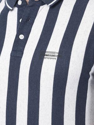 navy blue striped polo t-shirt - 18481201 - Standard Image - 5