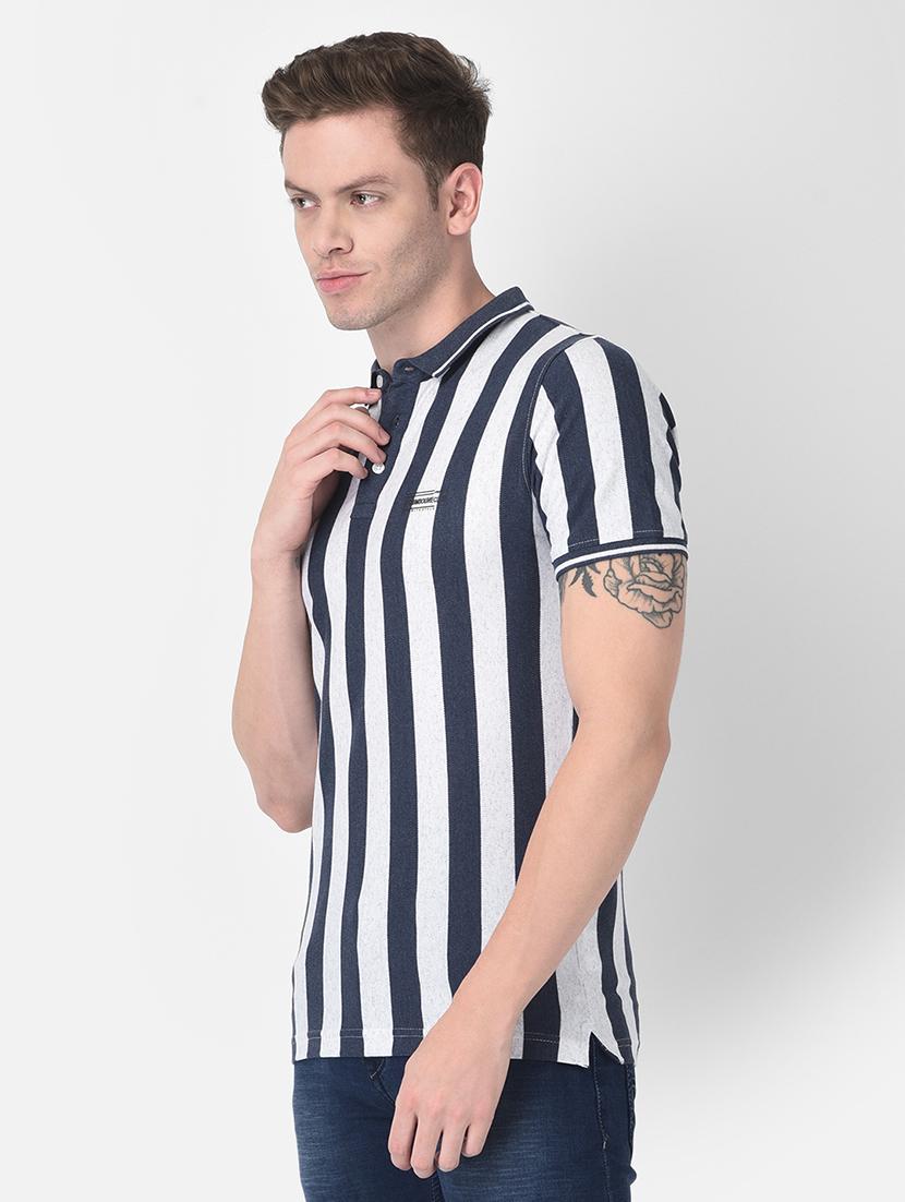 navy blue striped polo t-shirt - 18481201 - Zoom Image - 2