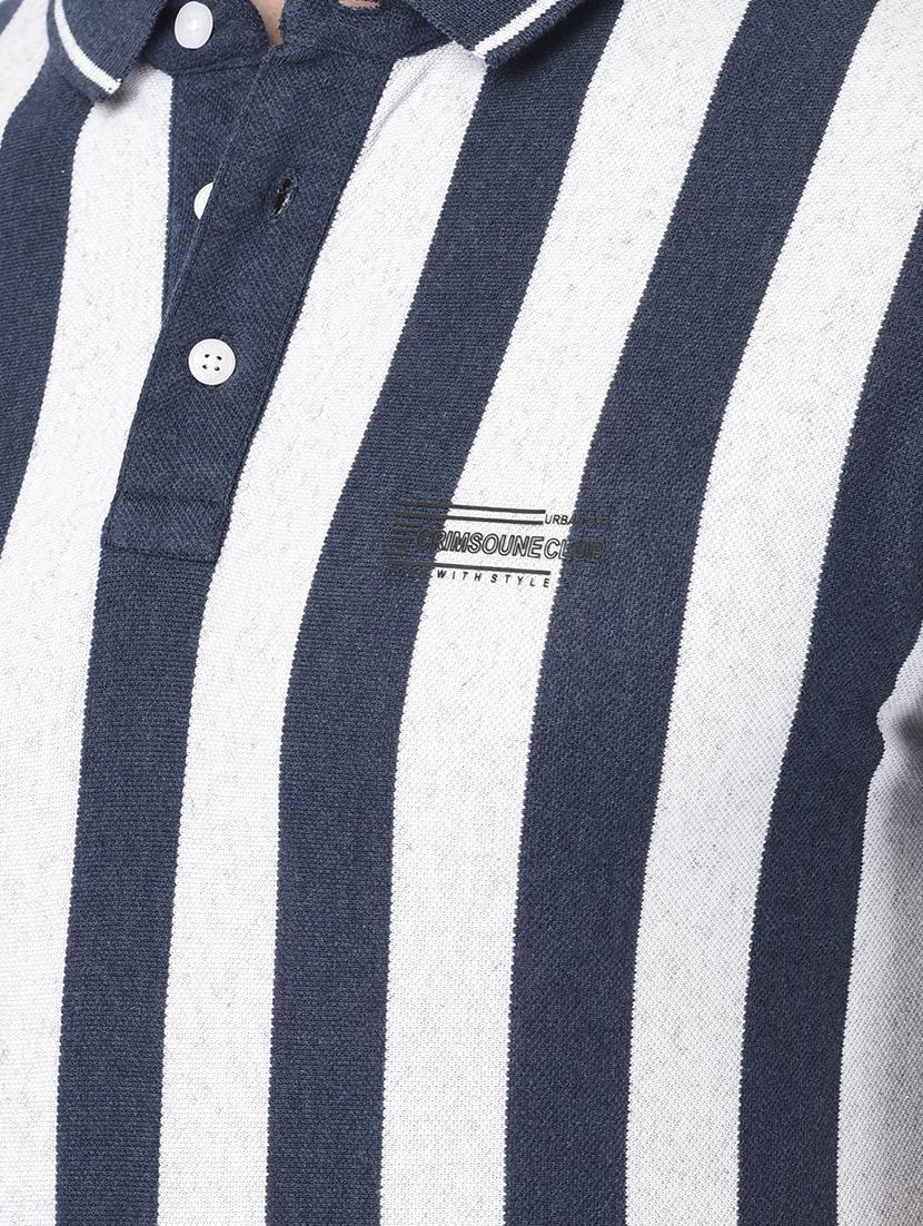 navy blue striped polo t-shirt - 18481201 - Zoom Image - 5