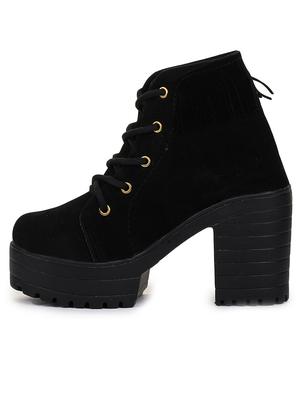 women solid lace up ankle boots - 18482144 - Standard Image - 2