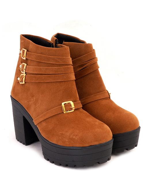 women solid zipper ankle boots - 18482147 - Standard Image - 1