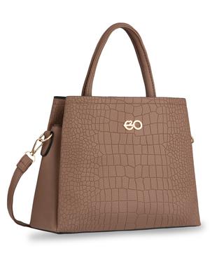 brown textured regular handbag - 18482231 - Standard Image - 4