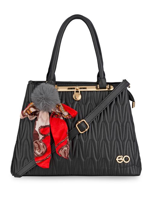 black textured regular handbag - 18482256 - Standard Image - 1