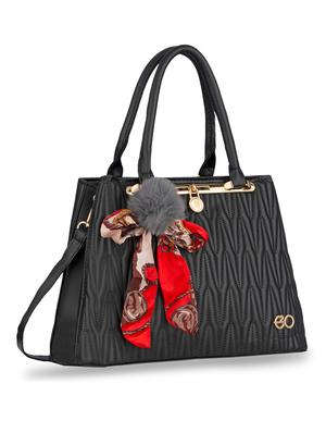 black textured regular handbag - 18482256 - Standard Image - 4