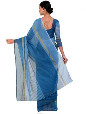 striped woven saree with blouse - 18482561 - Standard Image - 3