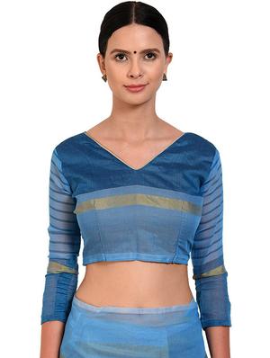 striped woven saree with blouse - 18482561 - Standard Image - 4