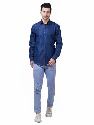 navy-blue denim casual shirt - 18483379 - Standard Image - 4