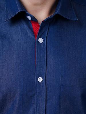 navy-blue denim casual shirt - 18483379 - Standard Image - 5