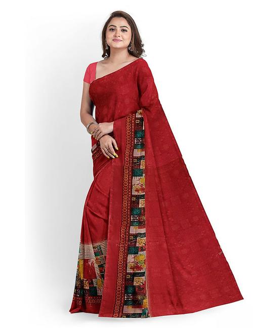 solid woven saree with blouse - 18483820 - Standard Image - 1