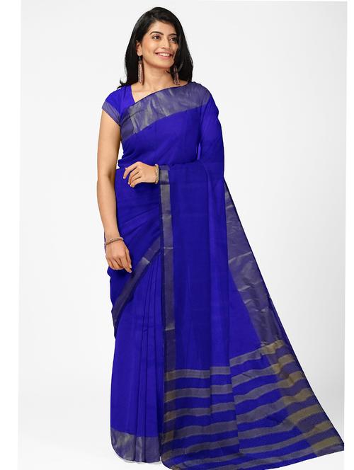 solid bordered saree with blouse - 18485189 - Standard Image - 1