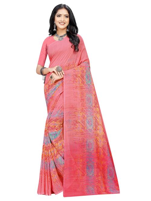 leheriya printed saree with blouse - 18487665 - Standard Image - 1