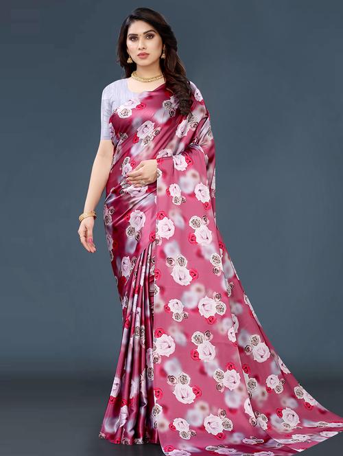 floral printed saree with blouse - 18489086 - Standard Image - 1