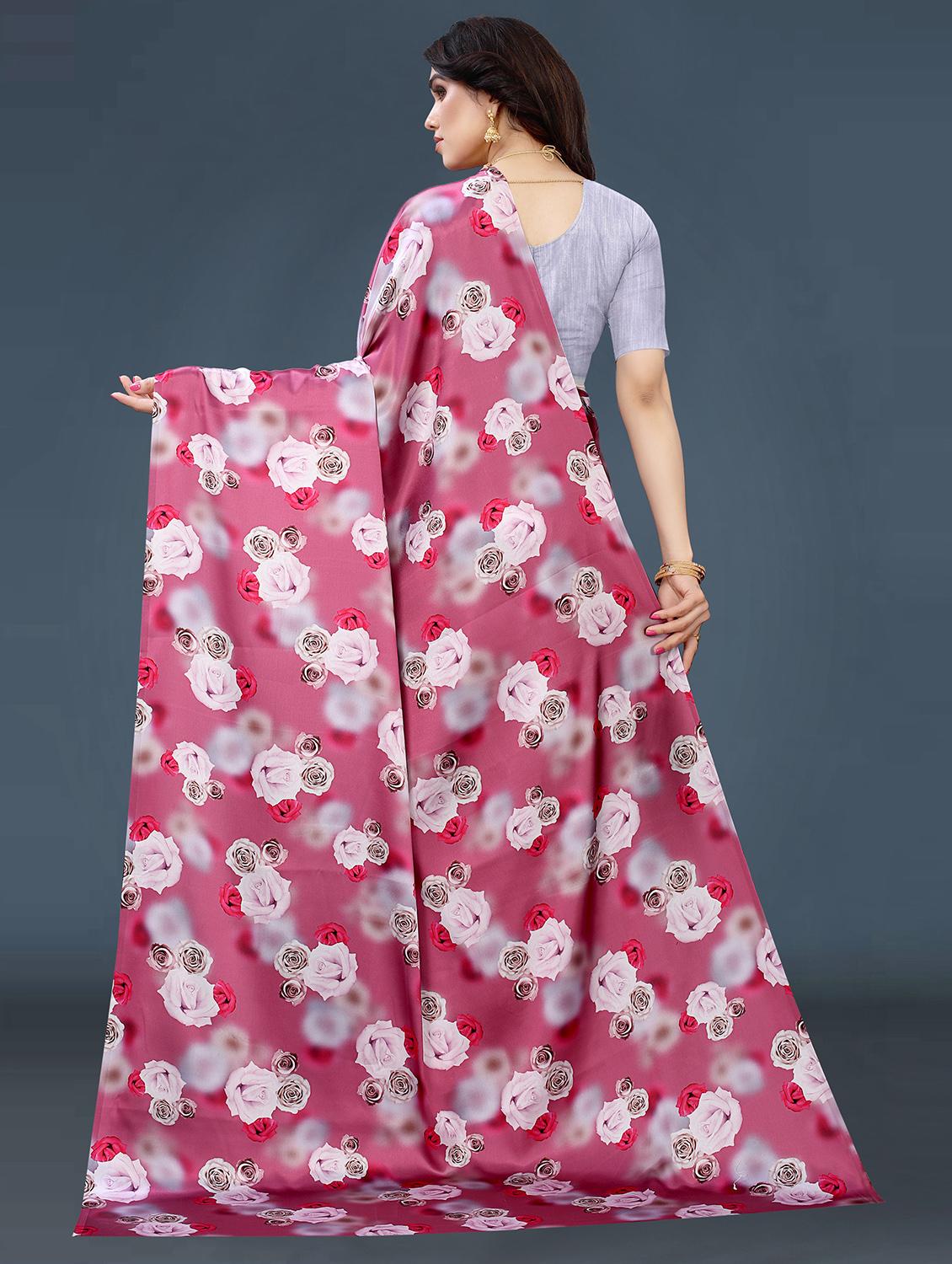 floral printed saree with blouse - 18489086 - Zoom Image - 2