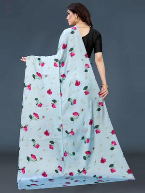 floral printed saree with blouse - 18489090 - Standard Image - 2