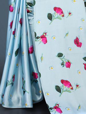 floral printed saree with blouse - 18489090 - Standard Image - 4