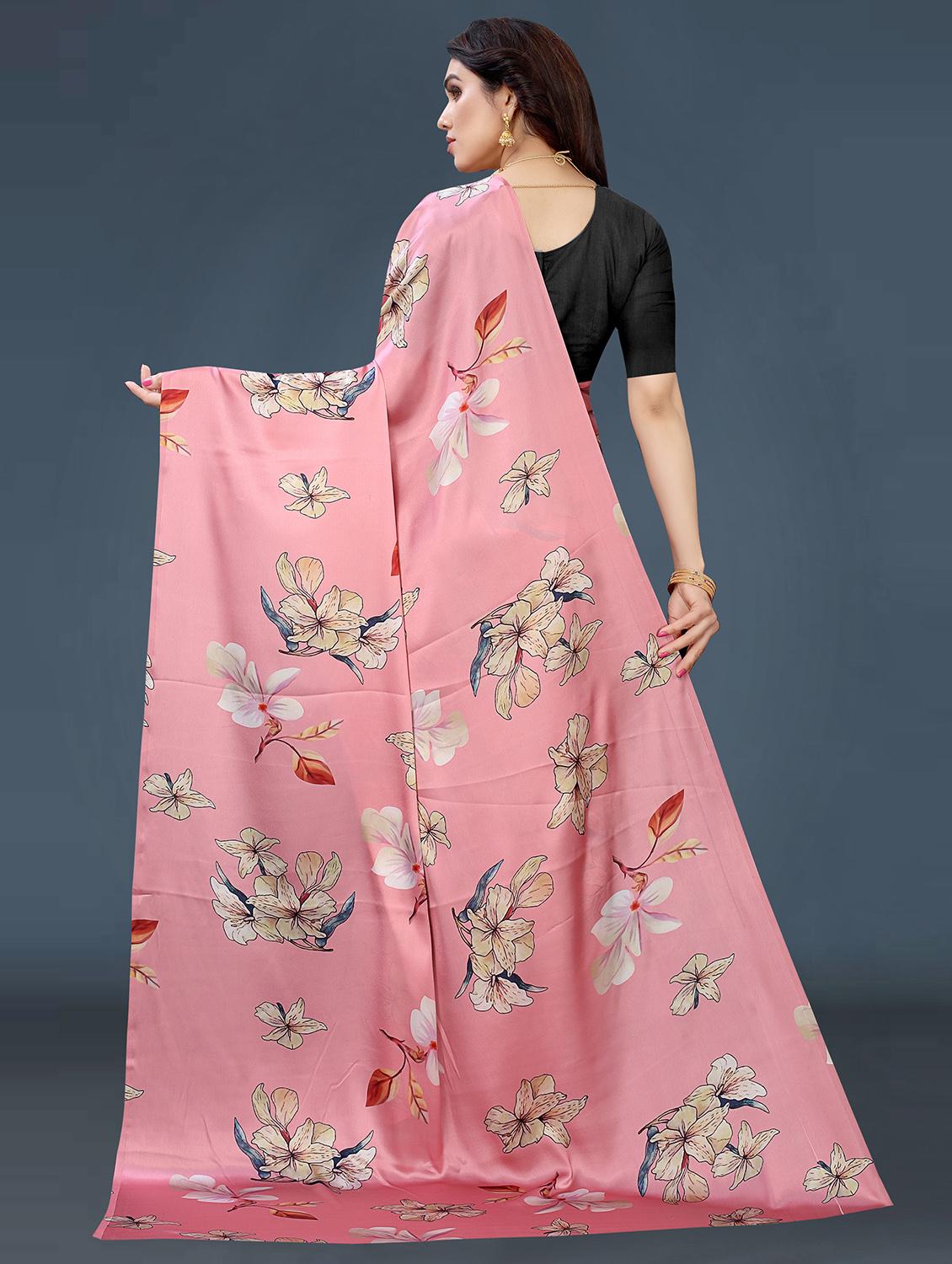 floral printed saree with blouse - 18489091 - Zoom Image - 2