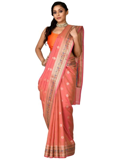 self design banarasi saree with blouse - 18493181 - Very Small Image - 1