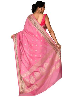 self design banarasi saree with blouse - 18493182 - Standard Image - 2